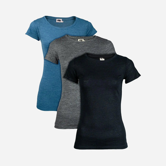 3 Pack - Women's Alpaca Wool Crew Neck T-Shirts: 160 Ultralight cover