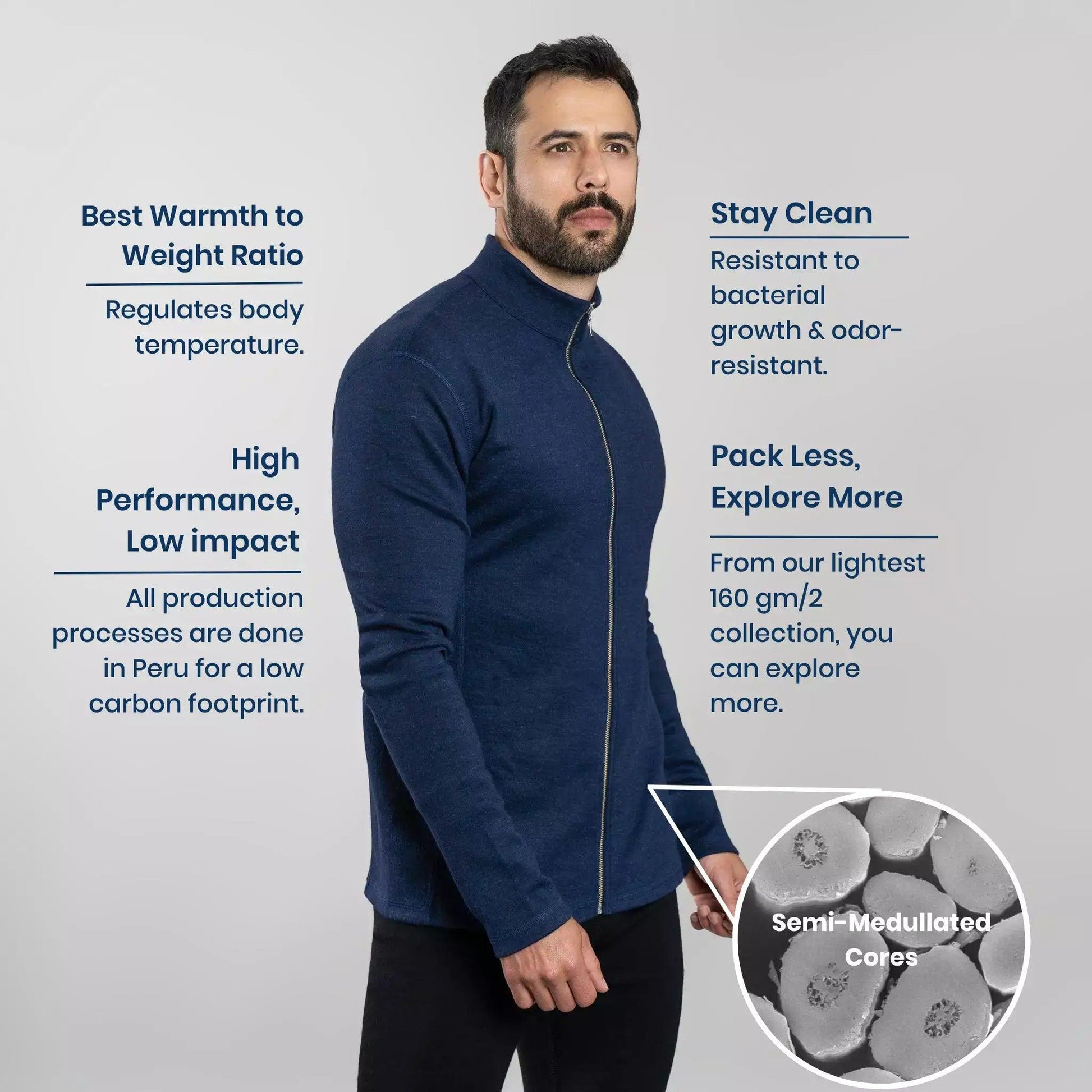 Men s Alpaca Wool Full Zip Jacket 420 Midweight Arms of Andes