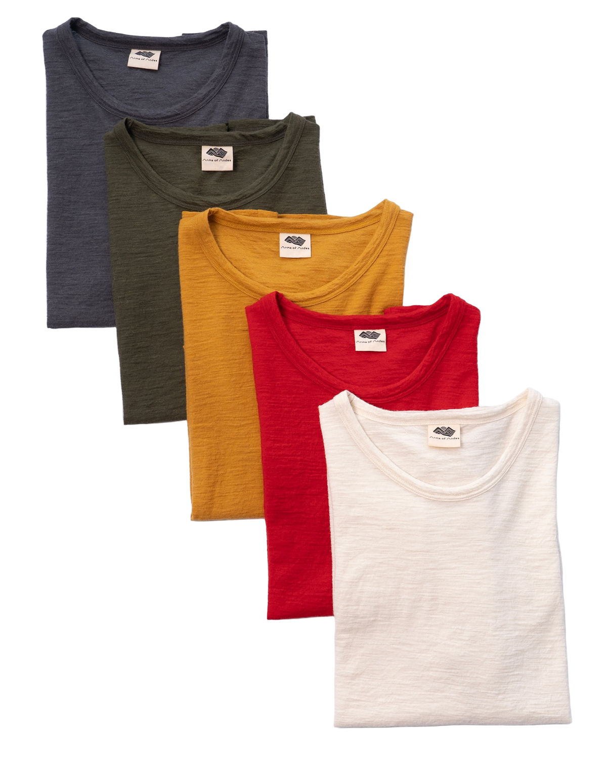 5 Pack Bundle - Men's Alpaca Wool T-Shirt: 160 Ultralight Crew Neck