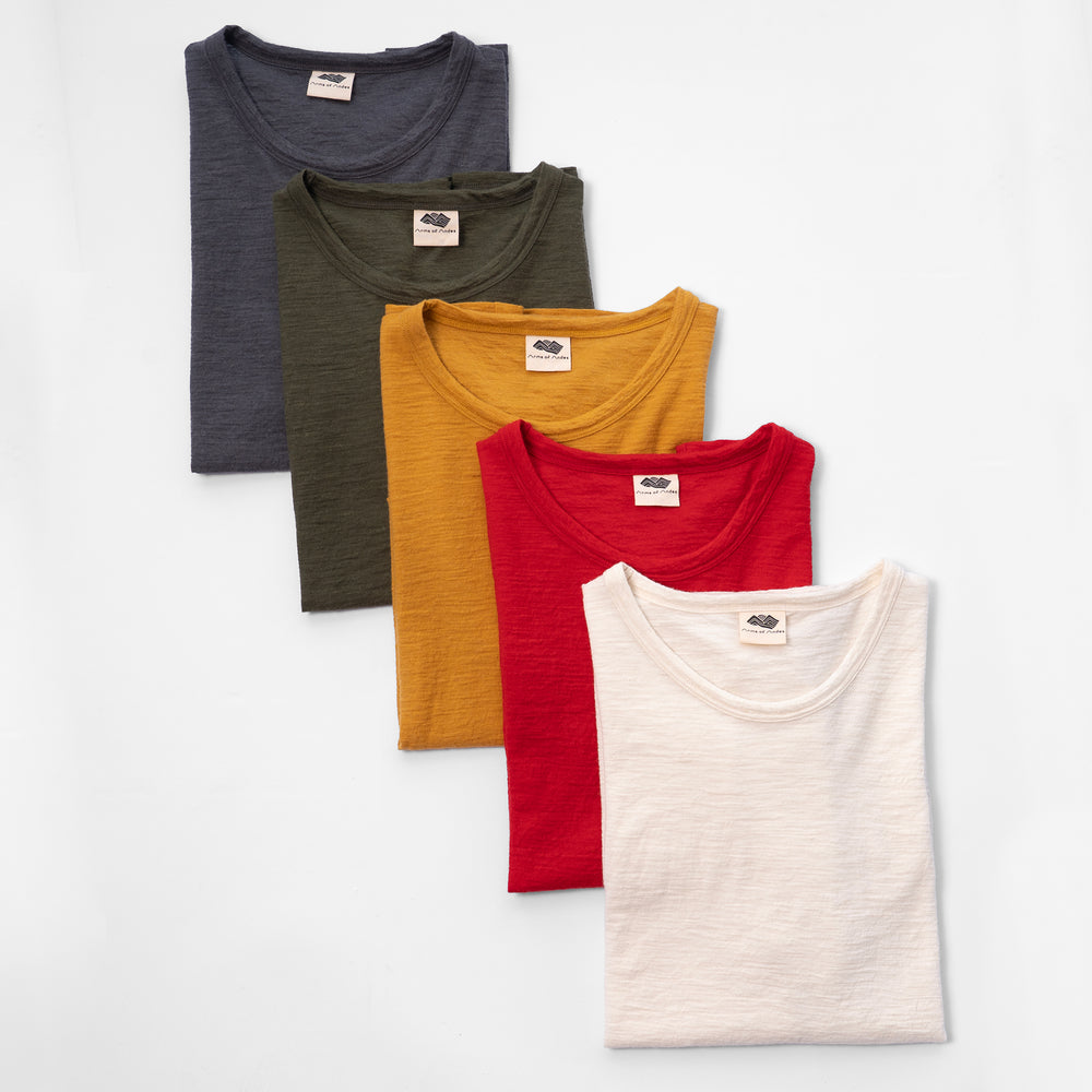 5 Pack Bundle - Men's Alpaca Wool T-Shirt: 160 Ultralight Crew Neck