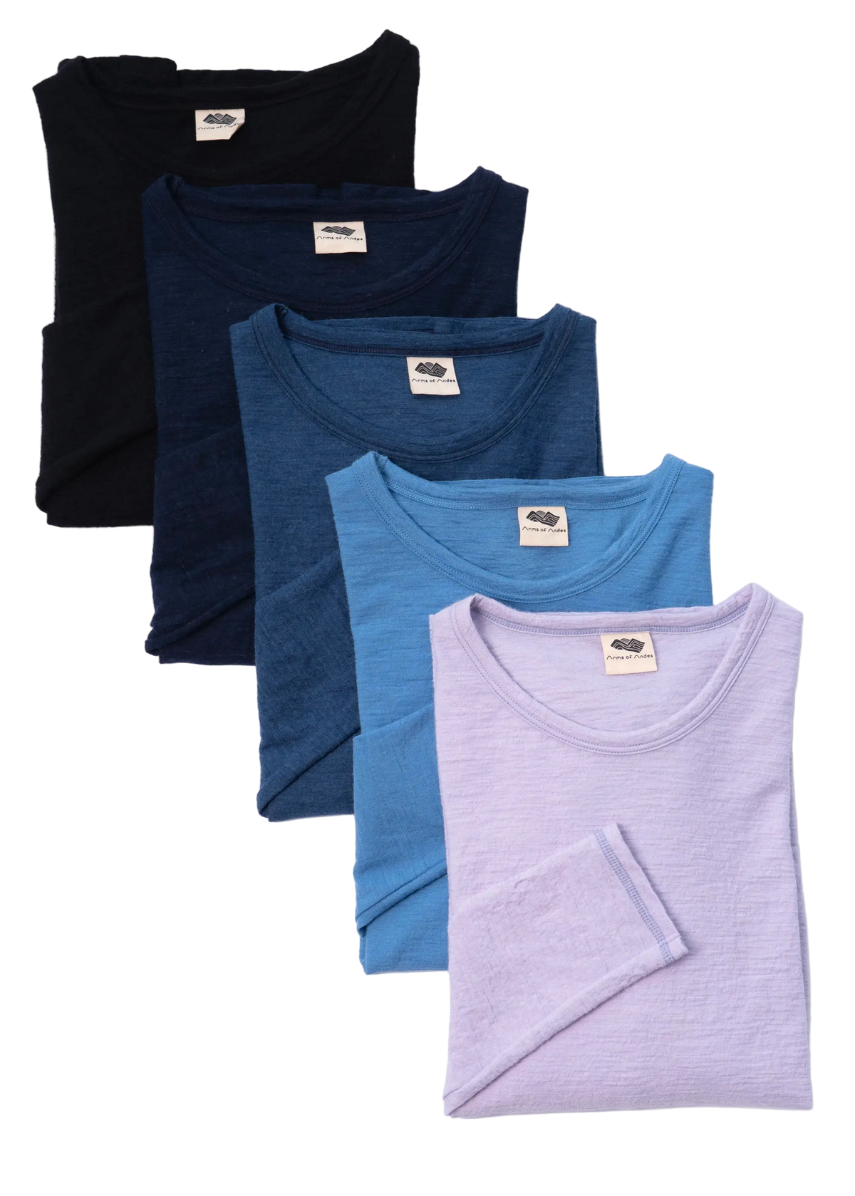 5 Pack Bundle - Men's Alpaca Wool Long Sleeve T-Shirt: 160 Ultralight