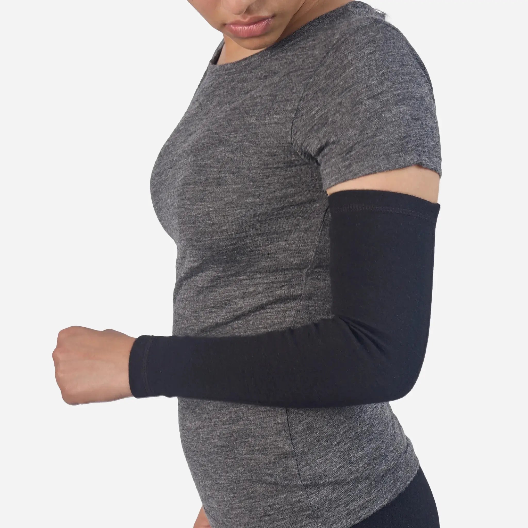 Best Lightweight Alpaca Wool Arm Sleeve 300 Lightweight color black