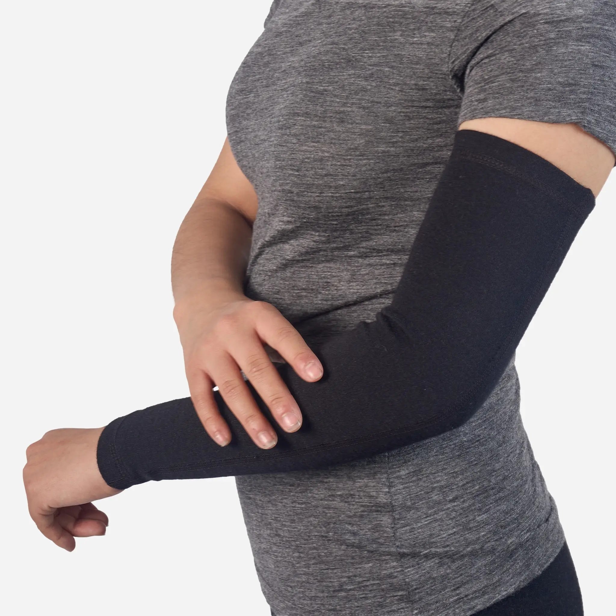 Best Fleece Alpaca Wool Arm Sleeve 300 Lightweight color black