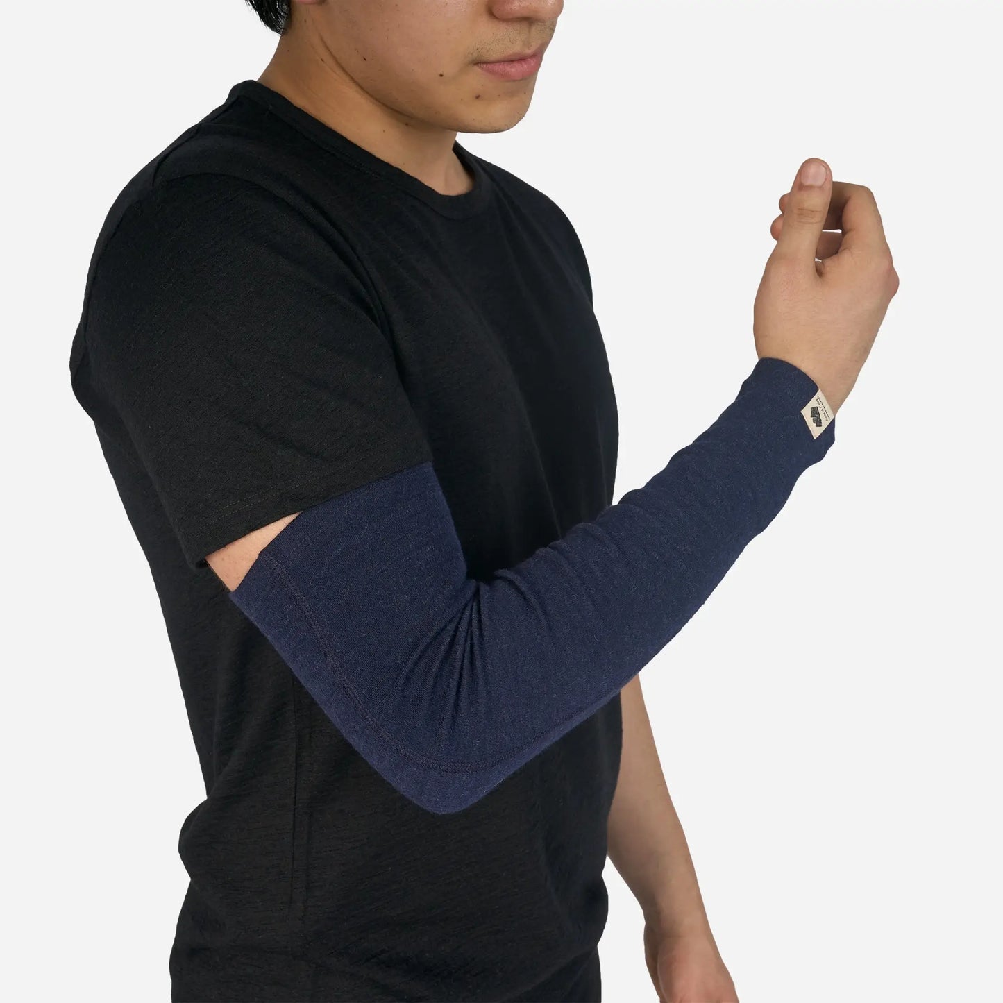 Outdoor Clothing Alpaca Wool Arm Sleeve 160 color navy blue