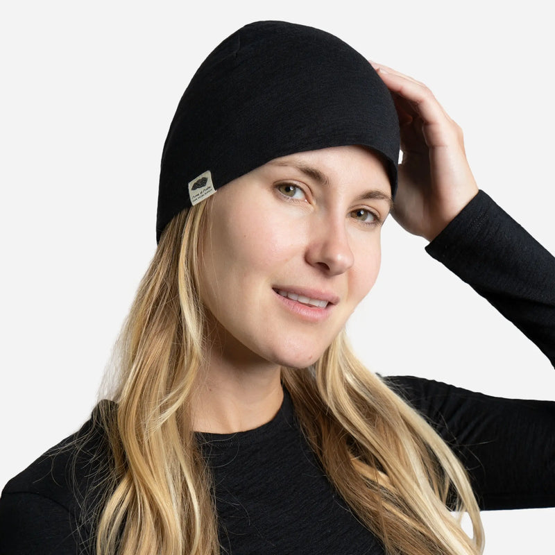 Comfortable Fit Alpaca Wool Beanie 160 Ultralight color black