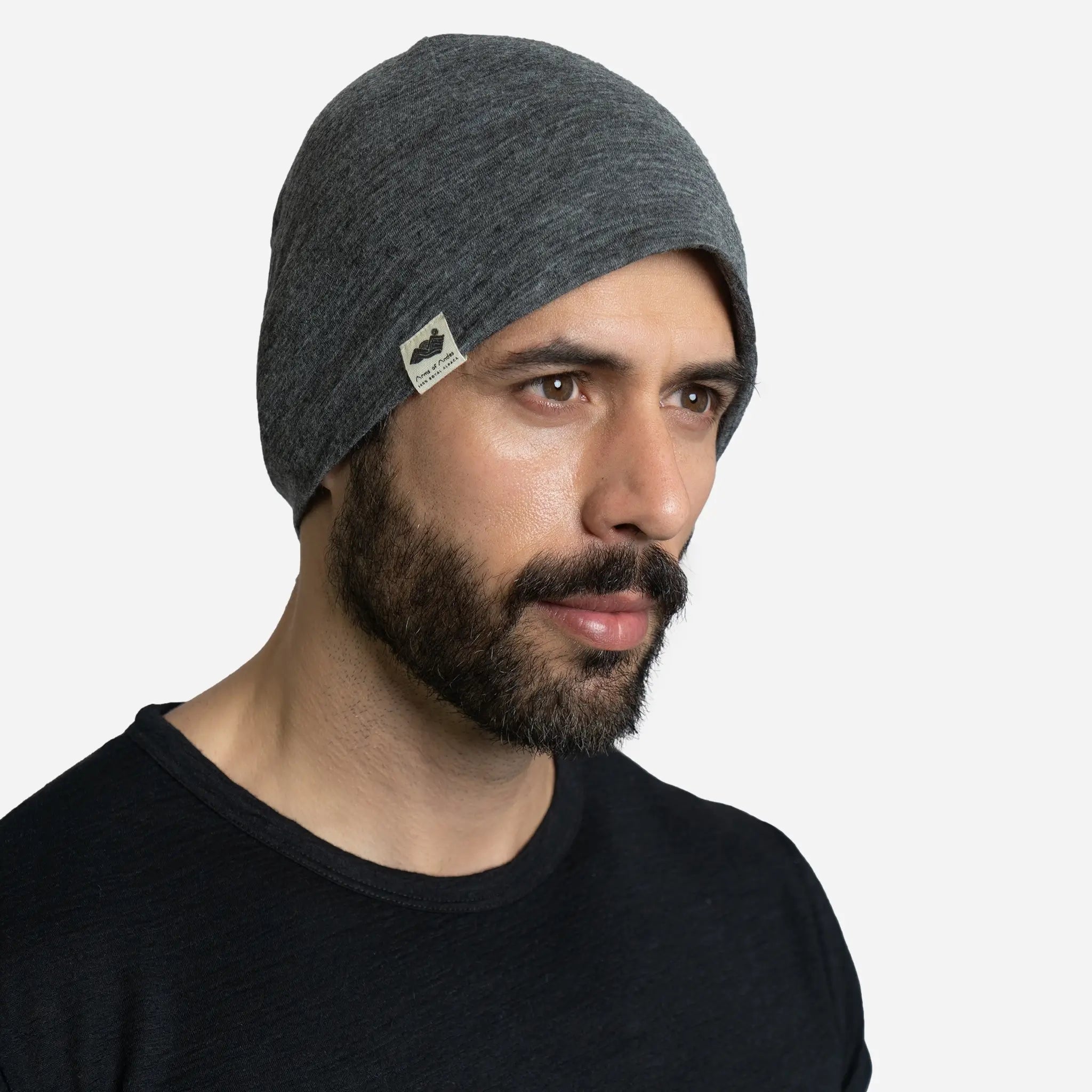 Ecological Alpaca Wool Beanie 160 Ultralight color gray