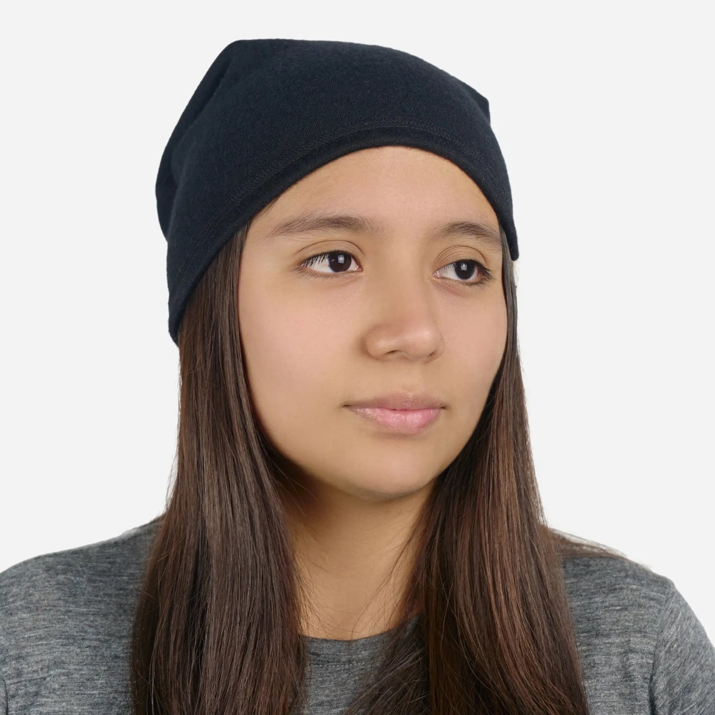 All Purpose Alpaca Wool Folded Beanie Hat 420 Midweight color black