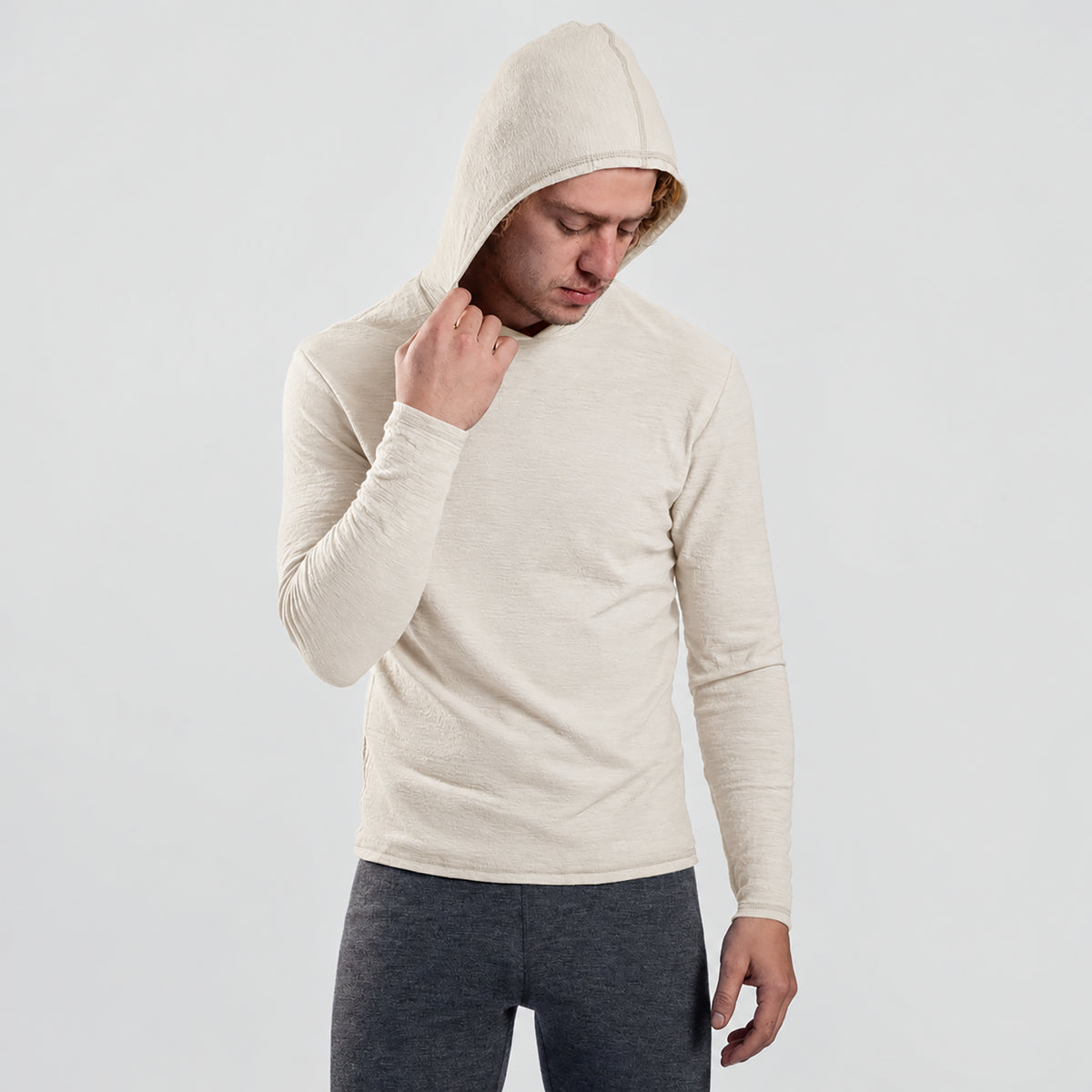 Men's Alpaca Wool Sun Hoodie: 160 Ultralight