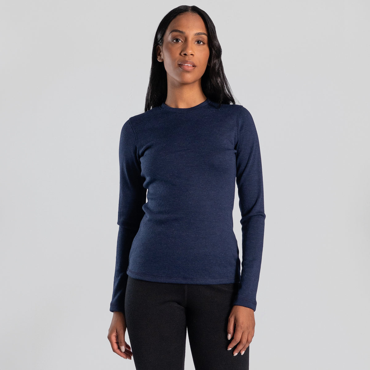 womens alpaca wool sweater midweight moisture wicking color Navy Blue