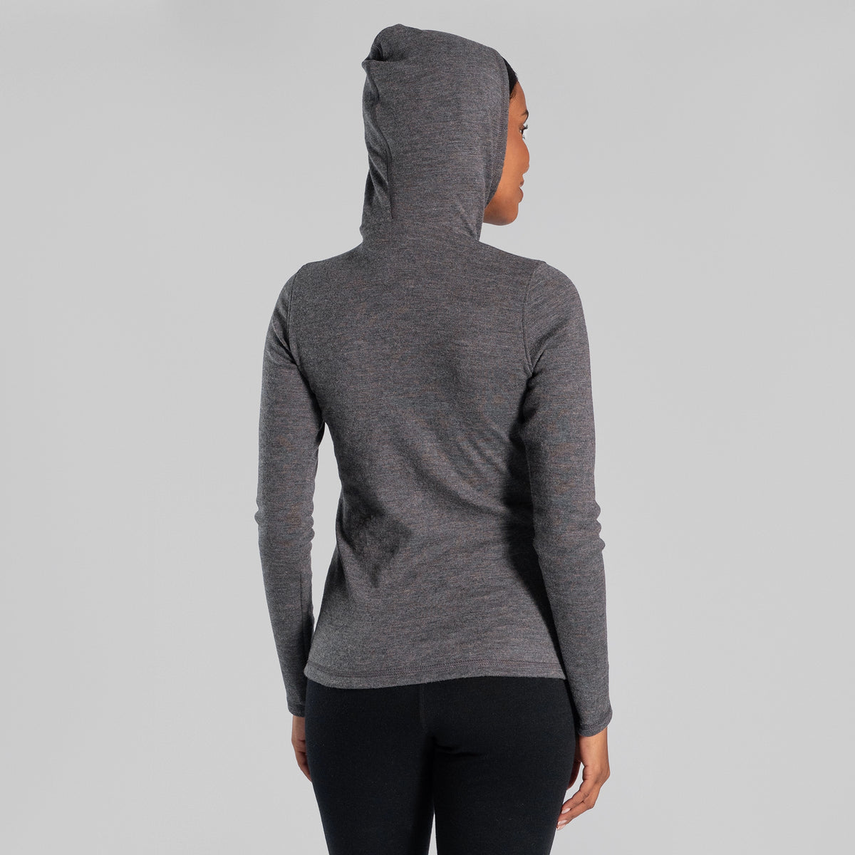 womens thermal wool pullover hoodie midweight color gray