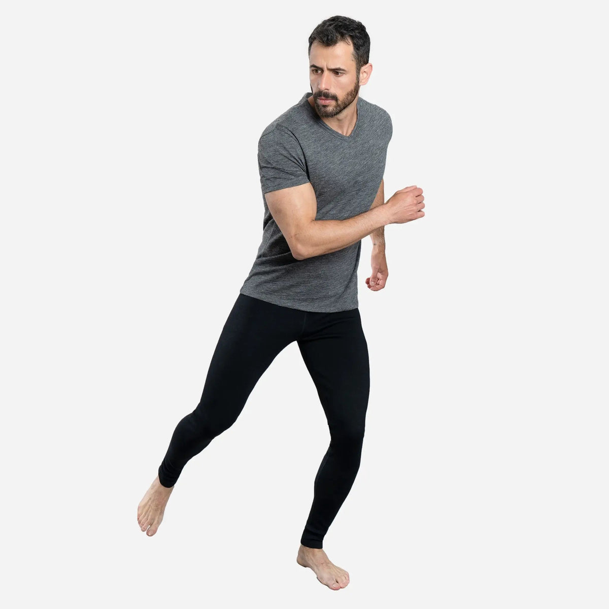 Men's Alpaca Wool Leggings: 300 Lightweight color black