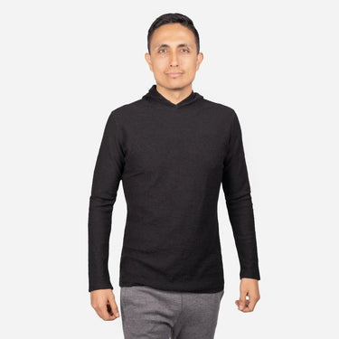 All Activities Mens Alpaca Wool Long Sleeve Hoodie 250 Lightweight color black