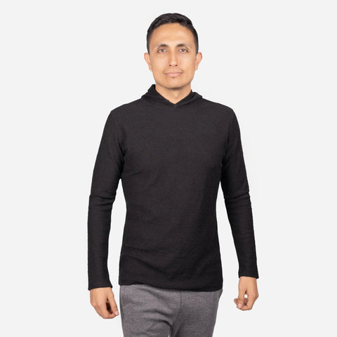 Men's Alpaca Wool Long Sleeve Hoodie: 250 Lightweight