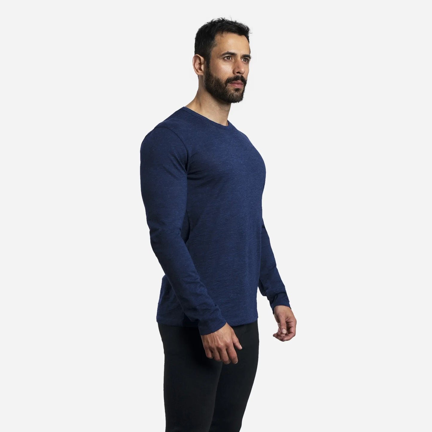 Outdoor Clothing Mens Alpaca Wool Long Sleeve Shirt 160 Ultralight color navy blue