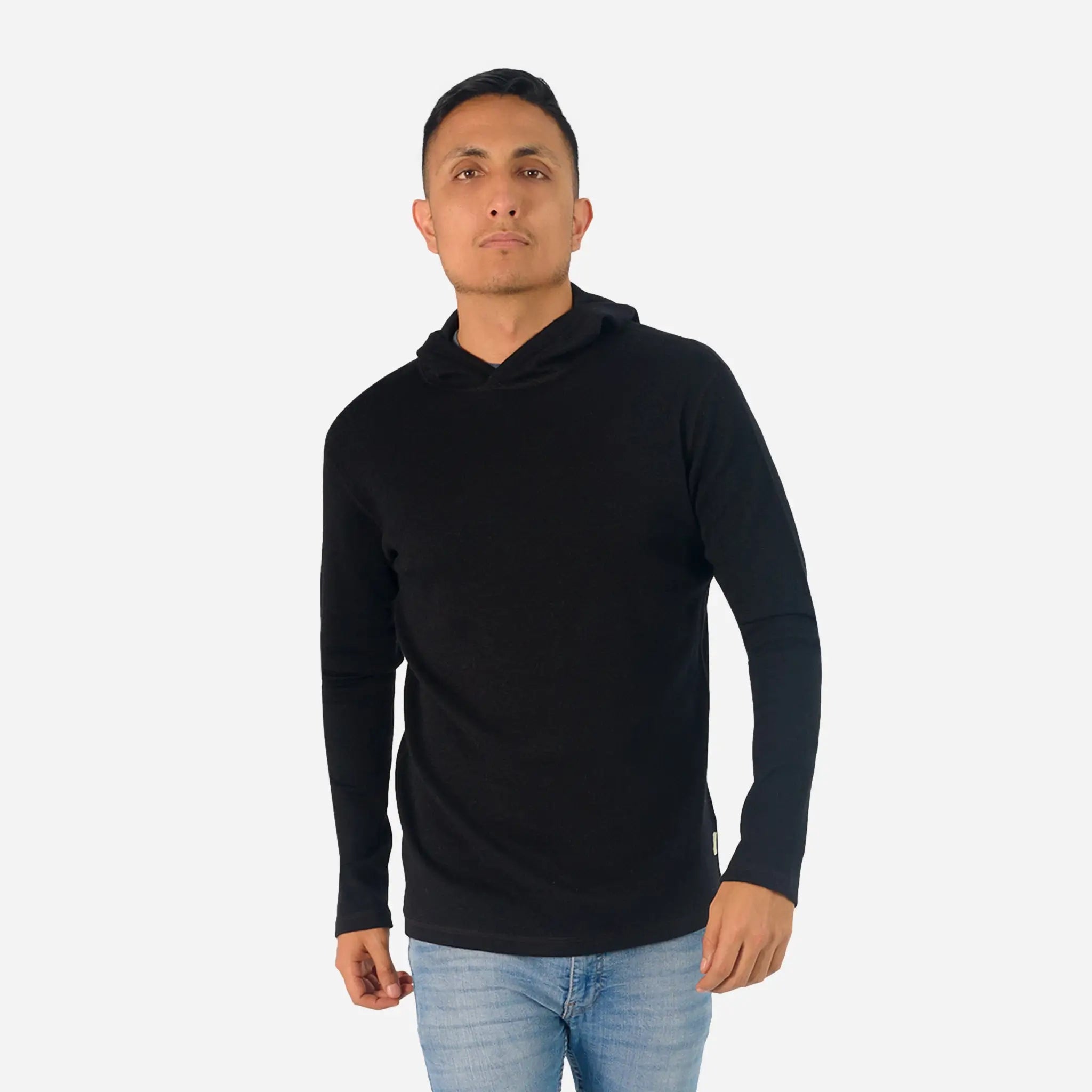 Men's Alpaca Wool Pullover Hoodie color black