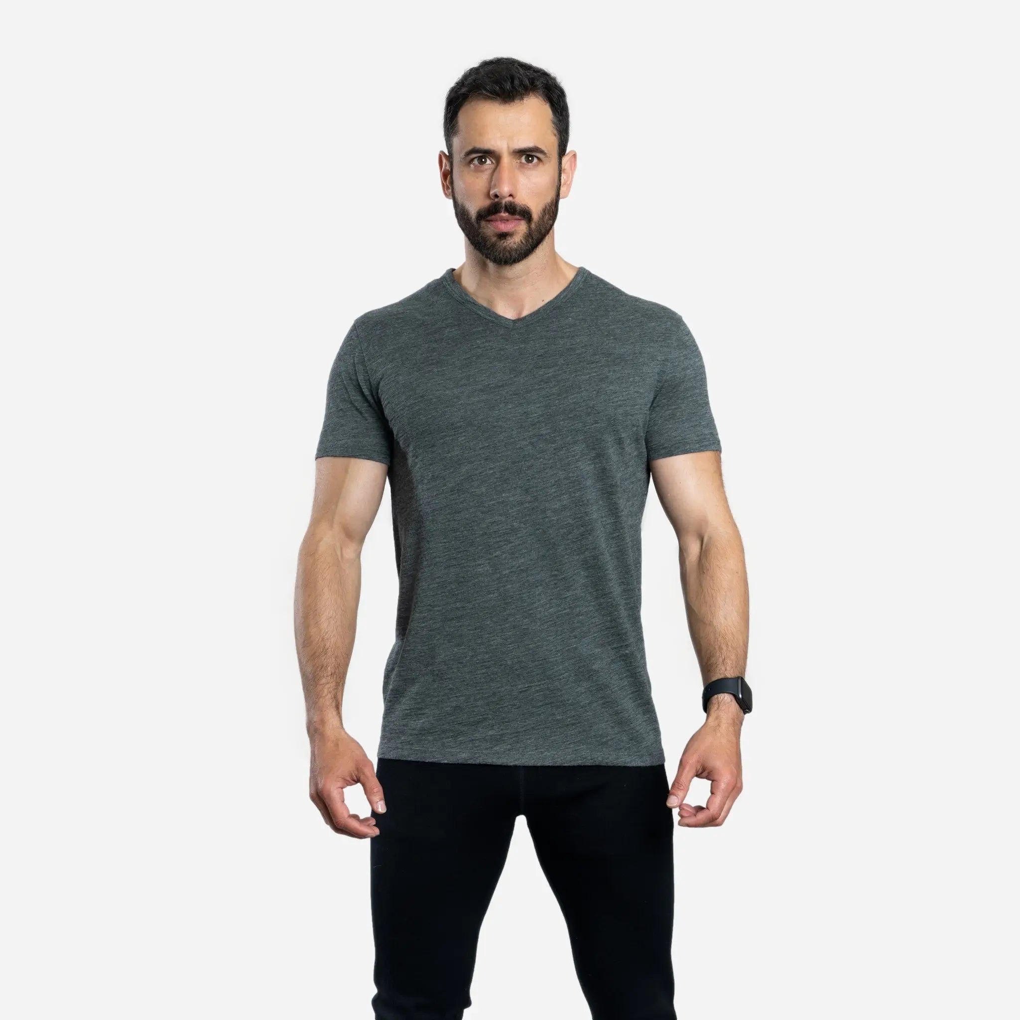 mens breathable vneck tshirt color gray