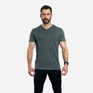 Moisture Wicking Mens Alpaca Wool Shirt 160 Ultralight V Neck color gray