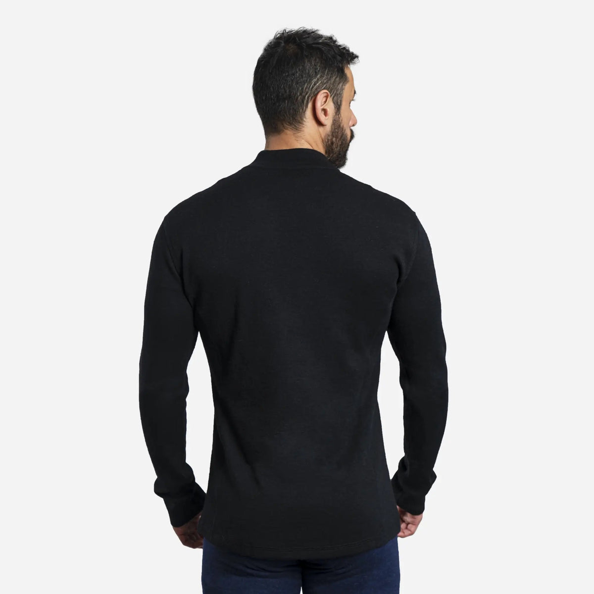Men's Alpaca Wool Base Layer: 300 Lightweight Half-Zip color black