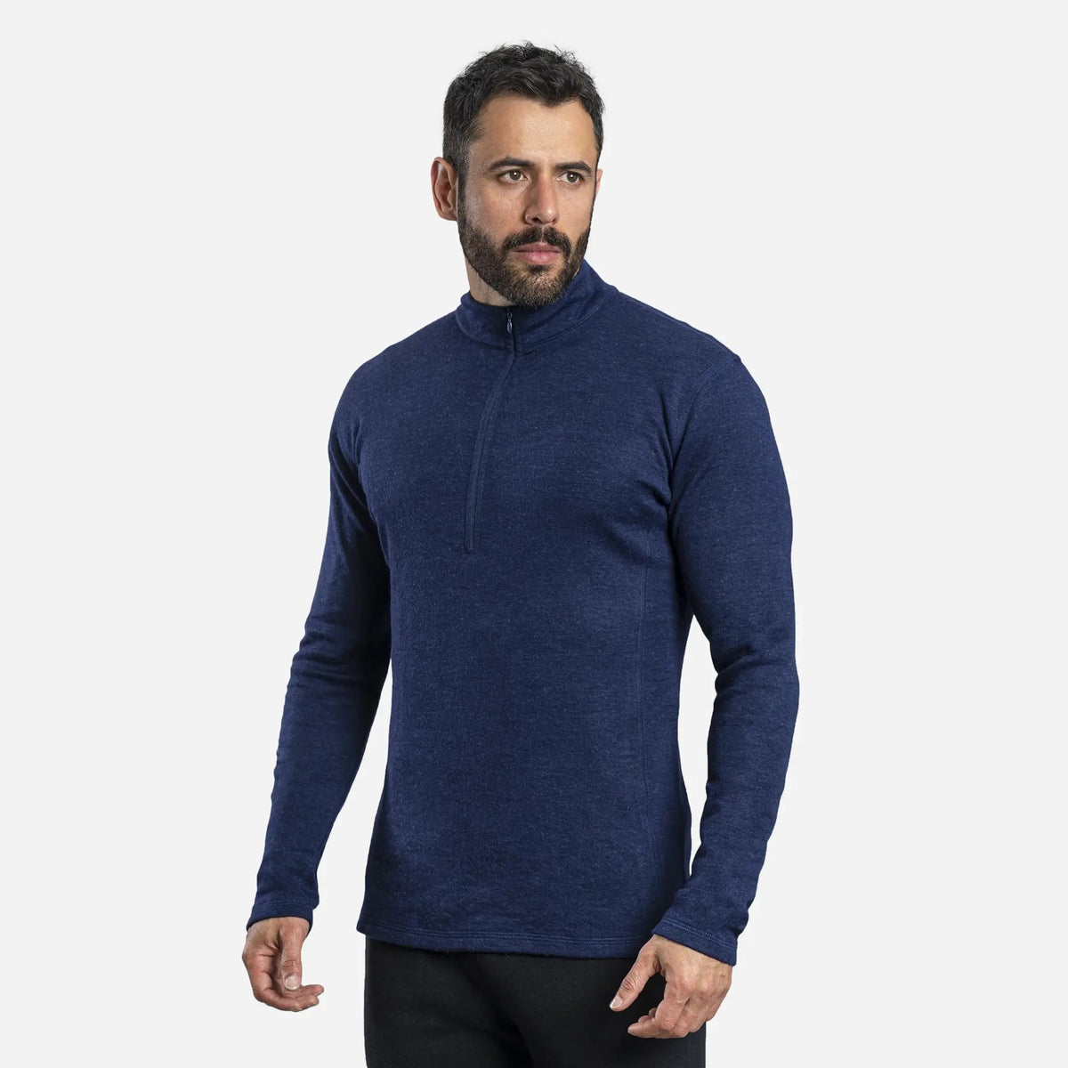 Men's Alpaca Wool Base Layer: 300 Lightweight Half-Zip color navy blue