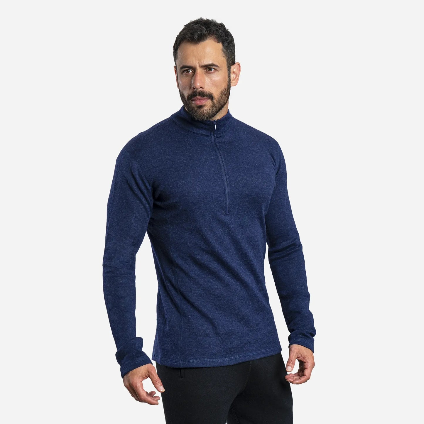 mens lightest thermal baselayer half zip color navy blue