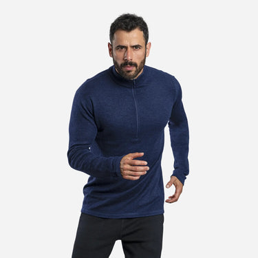 Men's Alpaca Wool Base Layer: 300 Lightweight Half-Zip color navy blue