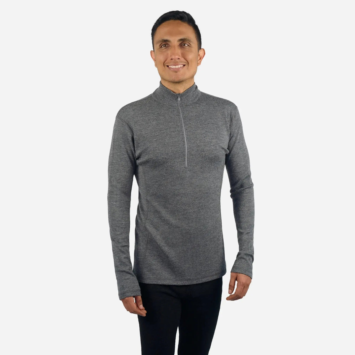 Men's Alpaca Wool Base Layer: 300 Lightweight Half-Zip color gray