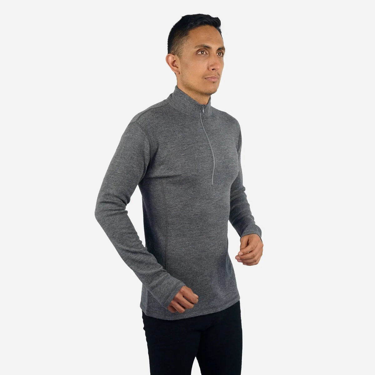 Men's Alpaca Wool Base Layer: 300 Lightweight Half-Zip color gray