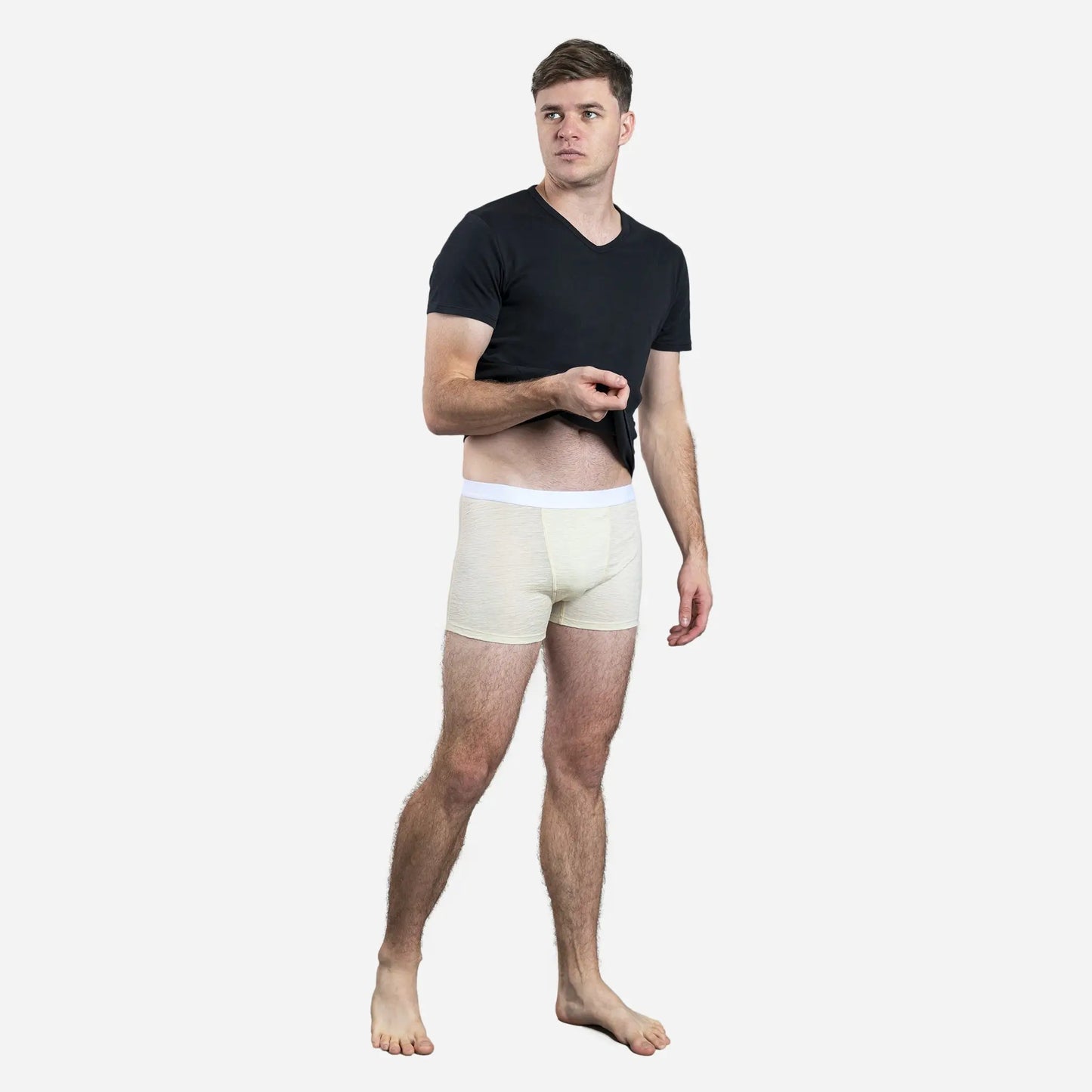 Men's Alpaca Wool Boxer Briefs: 160 Ultralight color Undyed