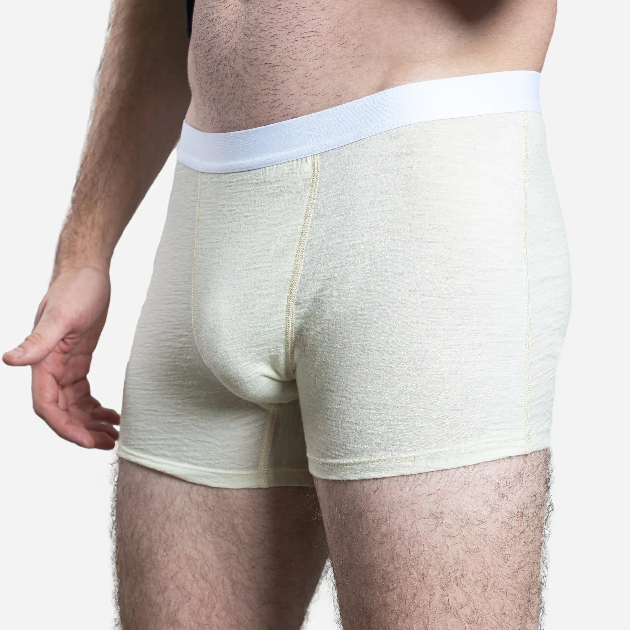 Men's Alpaca Wool Boxer Briefs: 160 Ultralight color natural white