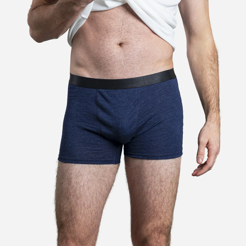 mens high sweat wicking boxer briefs color navy blue