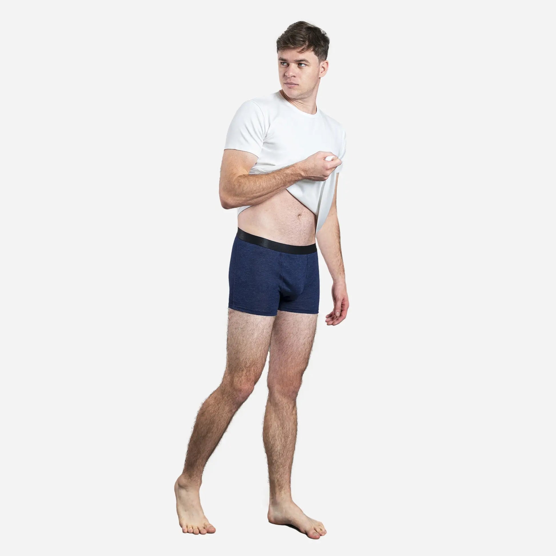 Men's Alpaca Wool Boxer Briefs: 160 Ultralight color navy blue