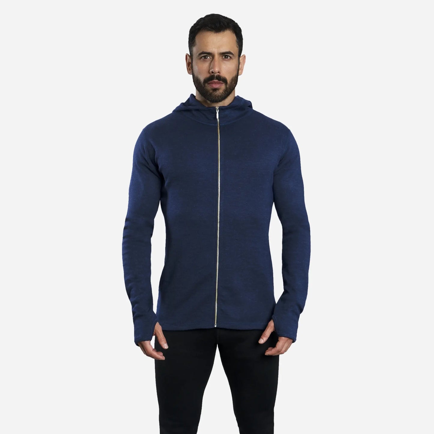 mens comfortable fit hoodie jacket full zip color navy blue