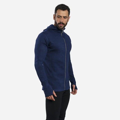 Men's Alpaca Wool Hoodie Jacket: 420 Midweight Full-Zip