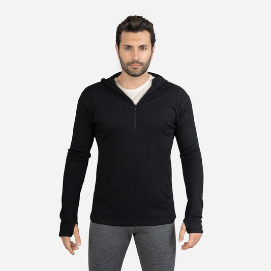 mens wind protection baselayer hoodie halfzip color black