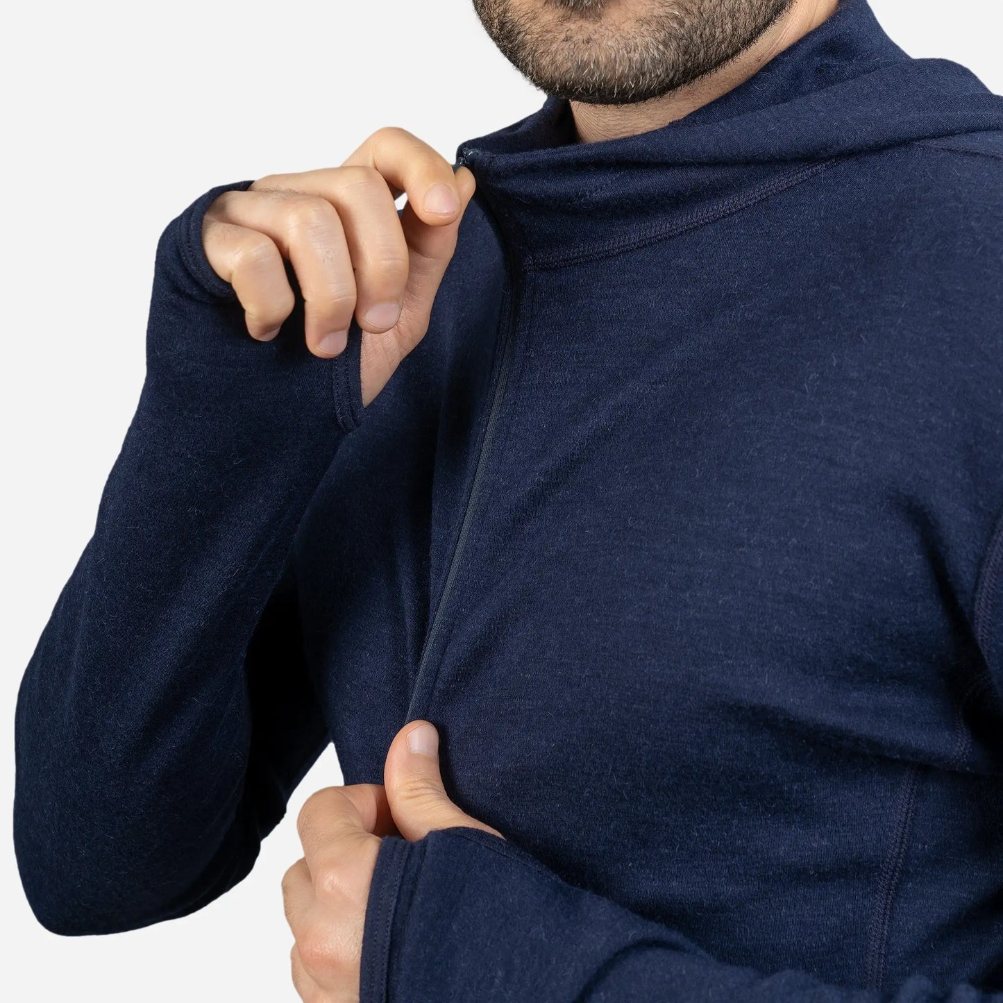 mens fast drying baselayer hoodie halfzip color navy blue