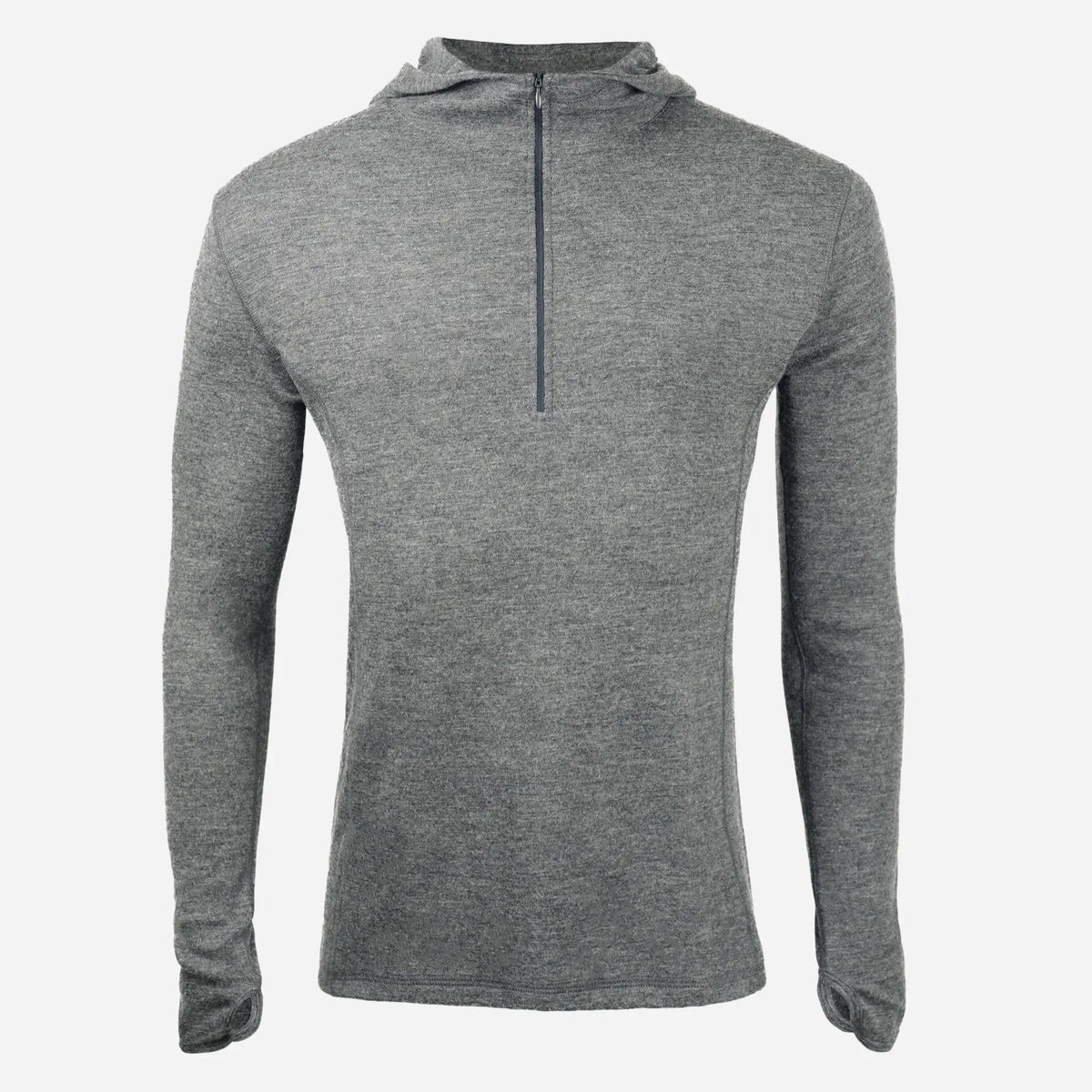 Men's Alpaca Wool Hoodie: 300 Lightweight Half-Zip color gray