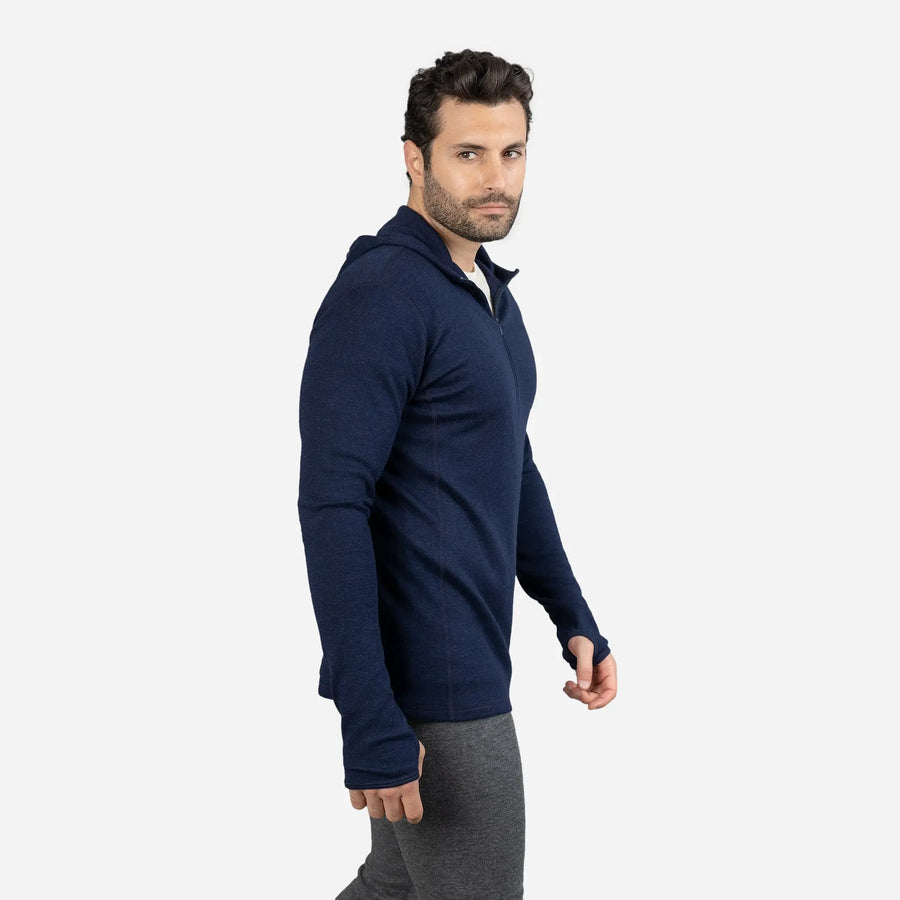 mens temperature regulate baselayer hoodie halfzip color navy blue