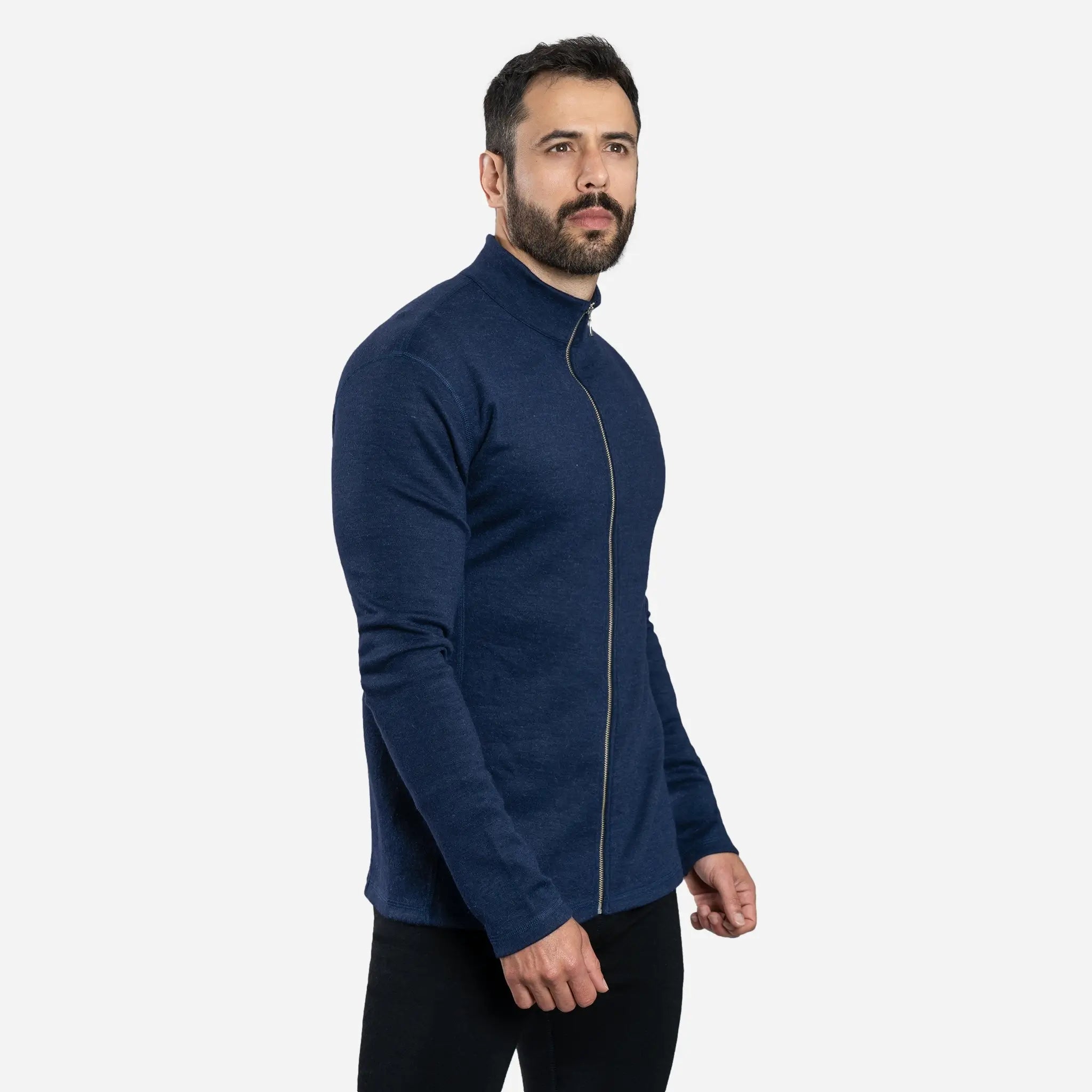 mens comfortable fit jacket full zip color navy blue