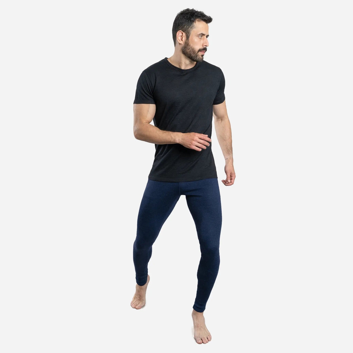 Men's Alpaca Wool Leggings: 300 Lightweight color navy blue