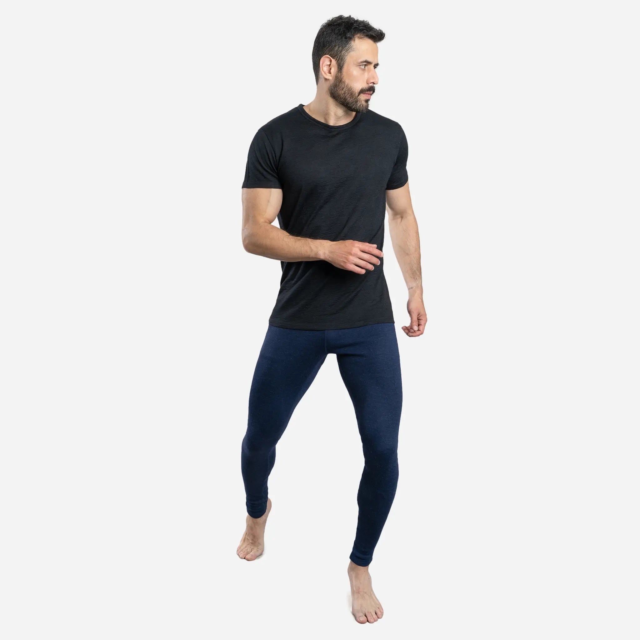 Outdoor Clothing Mens Alpaca Wool Leggings 300 Lightweight color navy blue