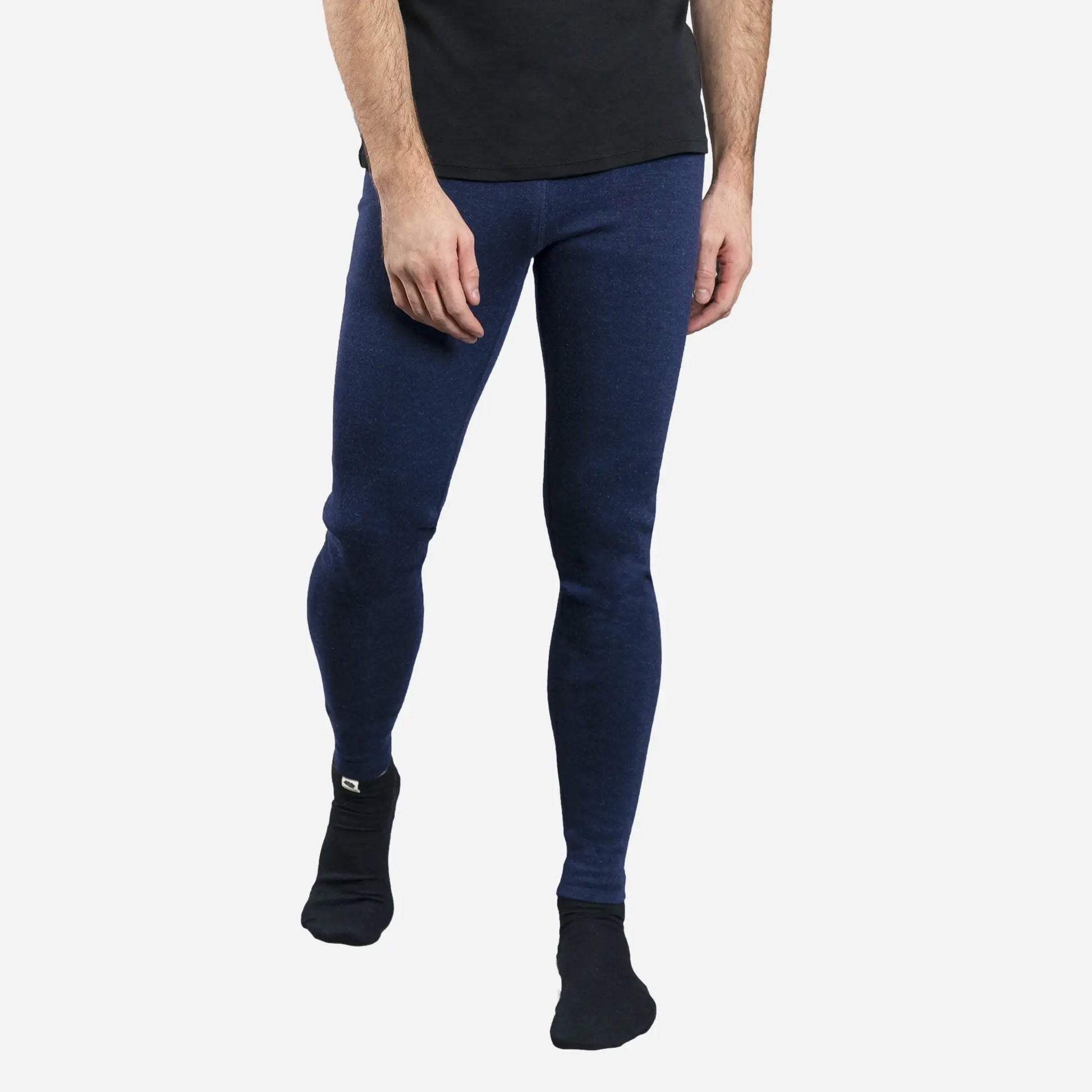 Men's most breathable alpaca wool leggings color navy blue