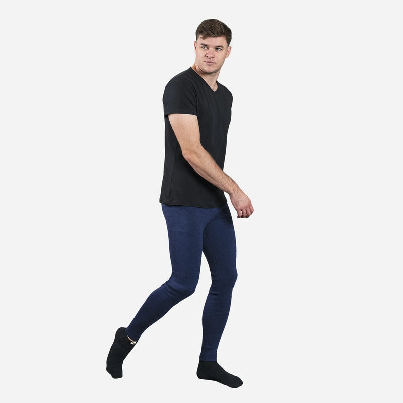 Men's most breathable alpaca wool leggings color navy blue