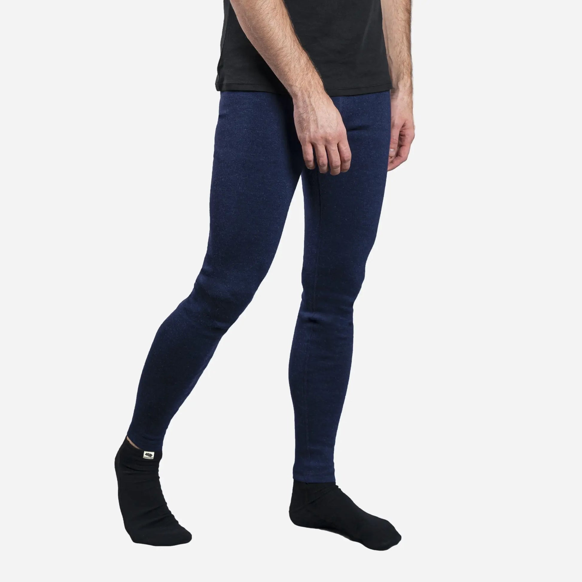 Men's most breathable alpaca wool leggings color navy blue