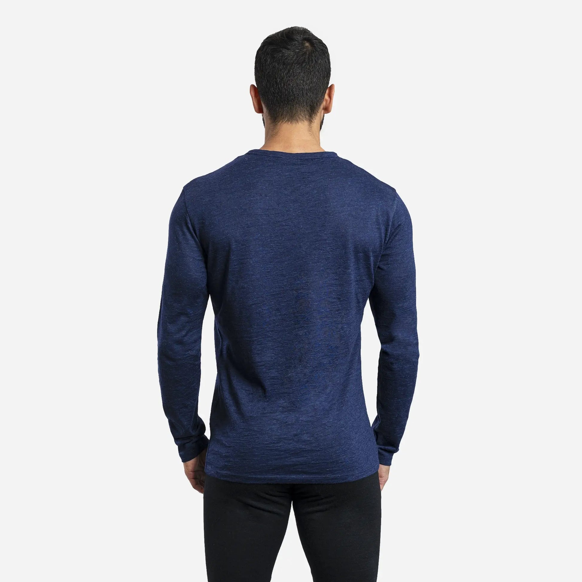 Perfect Travel Mens Alpaca Wool Long Sleeve Shirt 160 Ultralight color navy blue