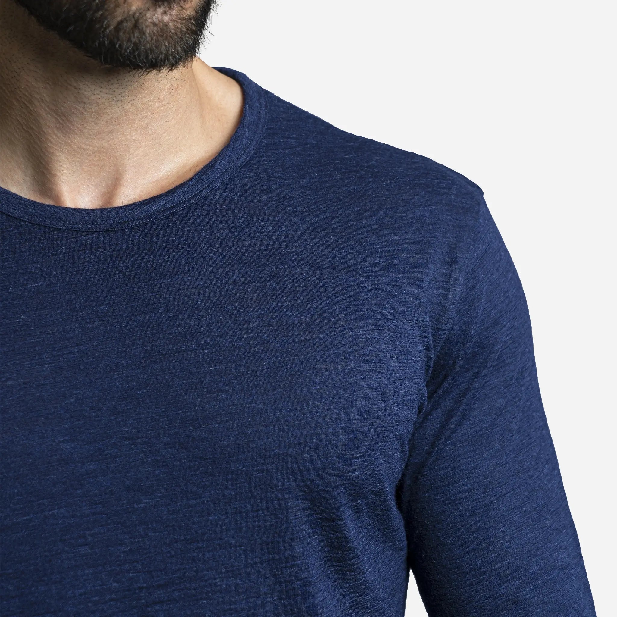 Men's Alpaca Wool Long Sleeve Shirt: 160 Ultralight color Navy Blue