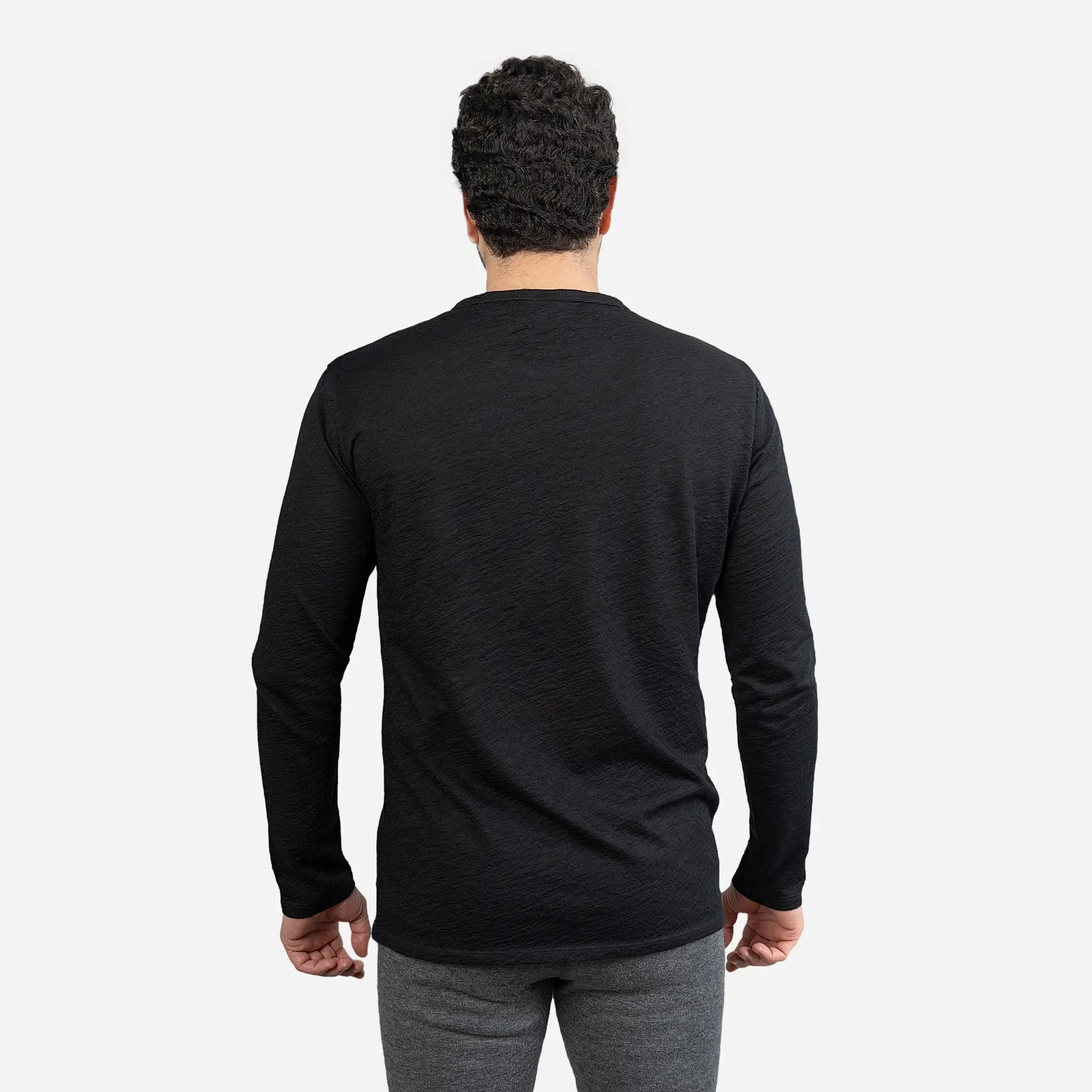 Mens Alpaca Wool Long Sleeve Shirt160Ultralight  color black