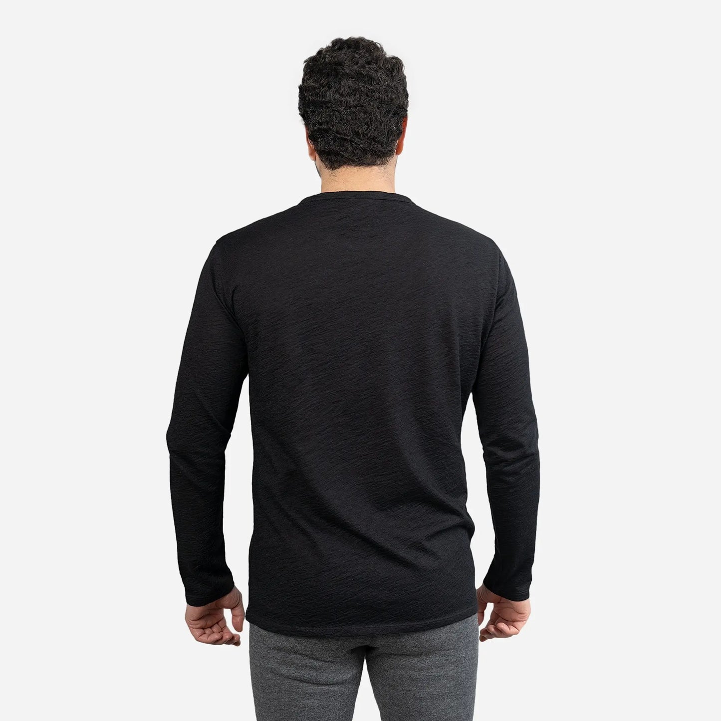 All Natural Mens Alpaca Wool Long Sleeve Shirt 160 Ultralight color black