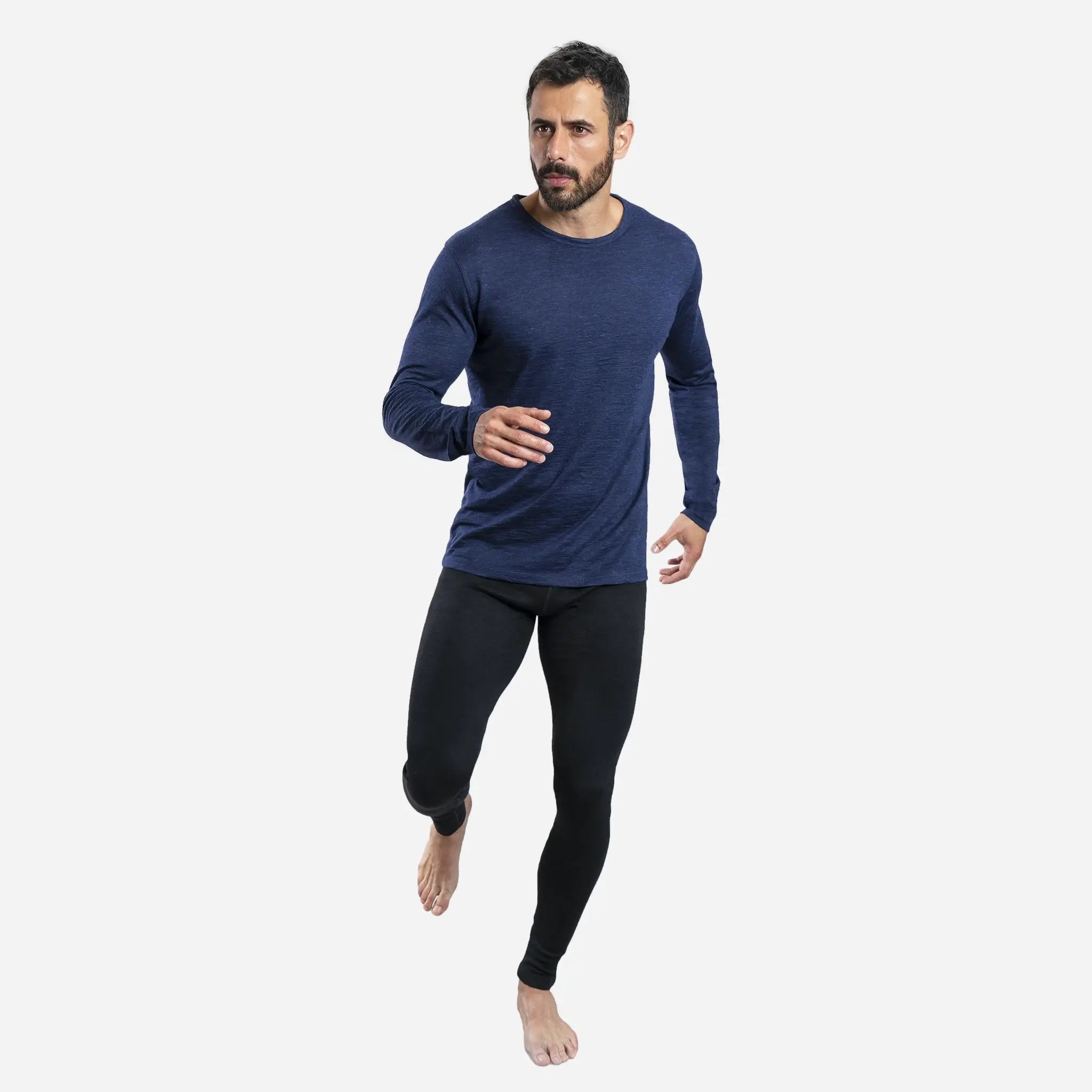 Men's Alpaca Wool Long Sleeve Shirt: 160 Ultralight color Navy Blue