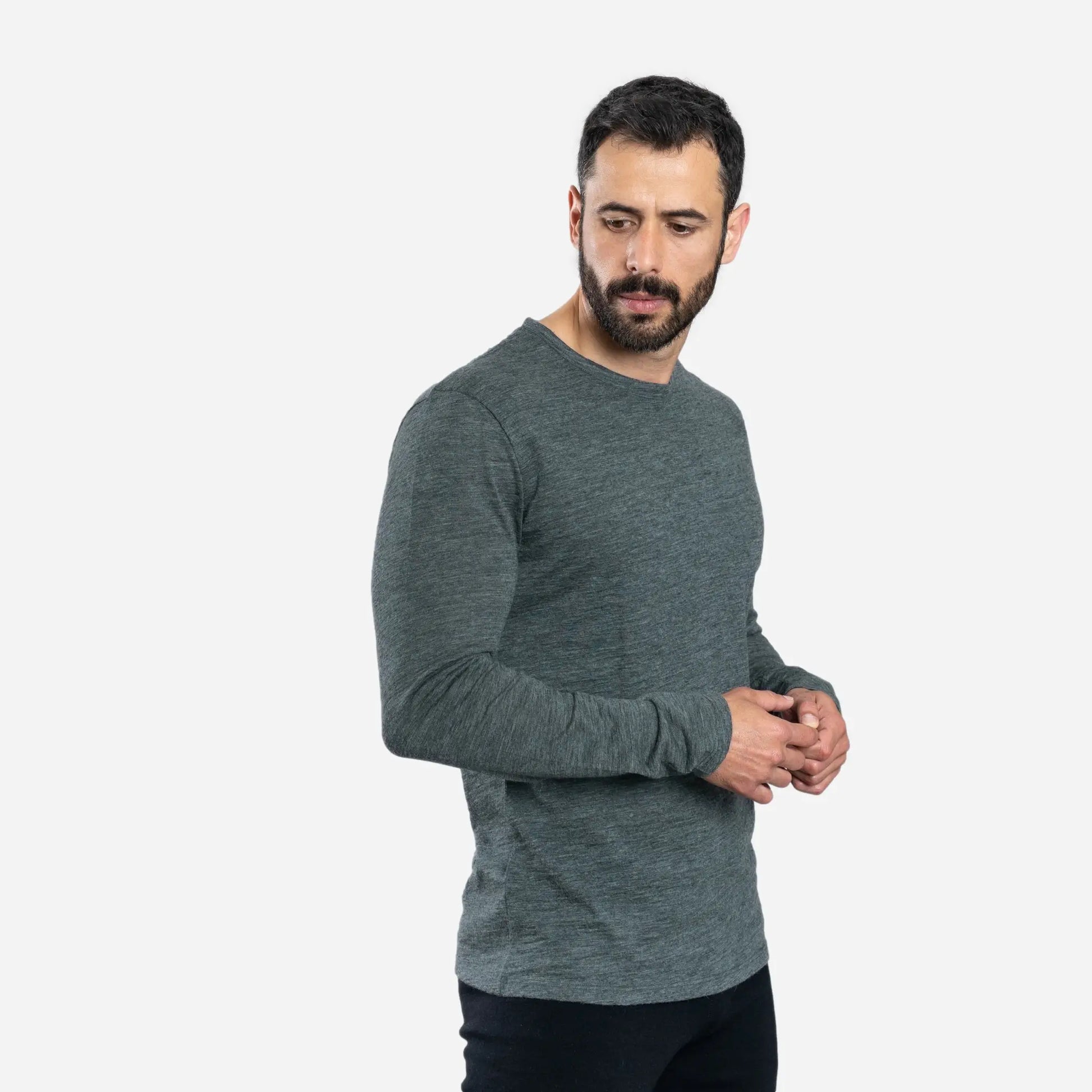 Men's Alpaca Wool Long Sleeve Shirt: 160 Ultralight color Gray