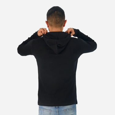 Any Activity Mens Alpaca Wool Pullover Hoodie 300 Lightweight color black